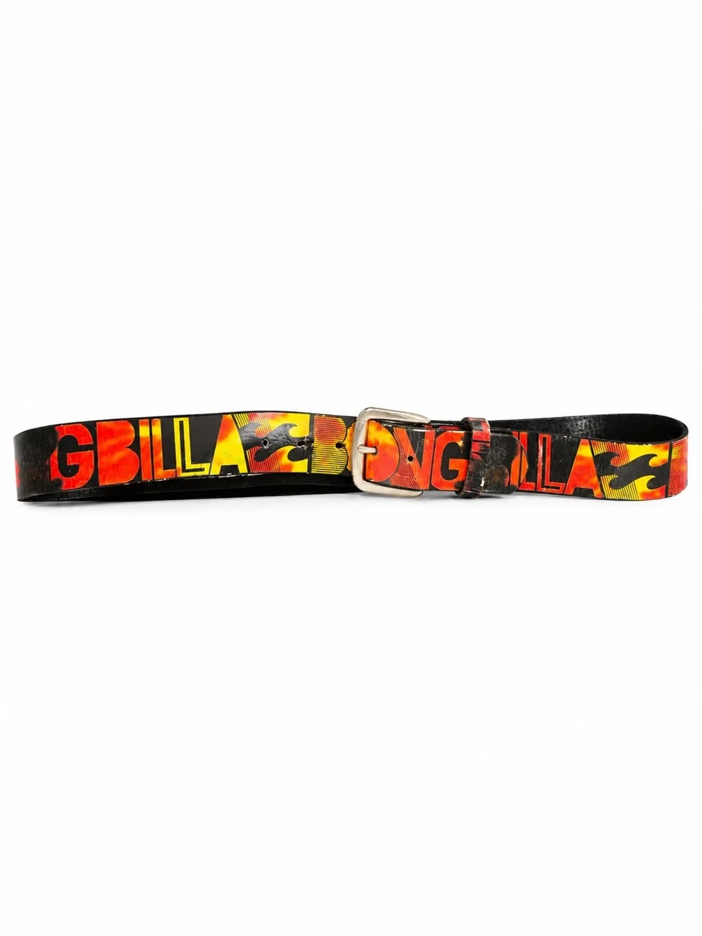 Billabong Flame Logo Graphic Belt Black Red Orange Y2K Skate Surf